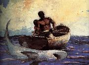 Winslow Homer Shark USA oil painting artist